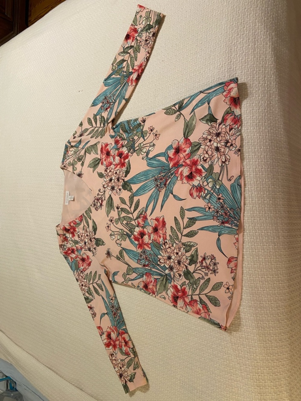 Charter Club Pink Floral V-Neck Blouse